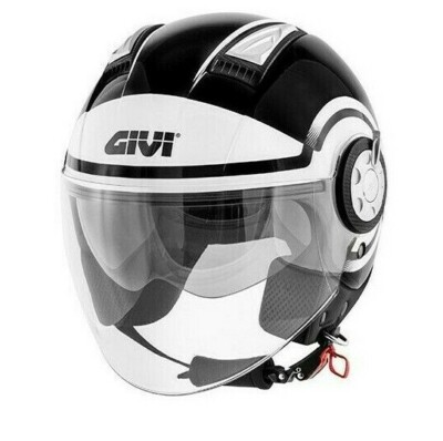 Motorcycle Helmet Scooter Jet GIVI 11.1 Air Jet Round Black White Size L |  eBay