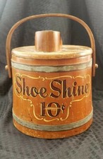 Antique Shoe Shine Box Carrier Advertisement Hand Painted Woodcraftery Made