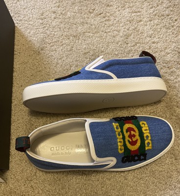 Gucci denim man kura slip on loafer size 9 | eBay