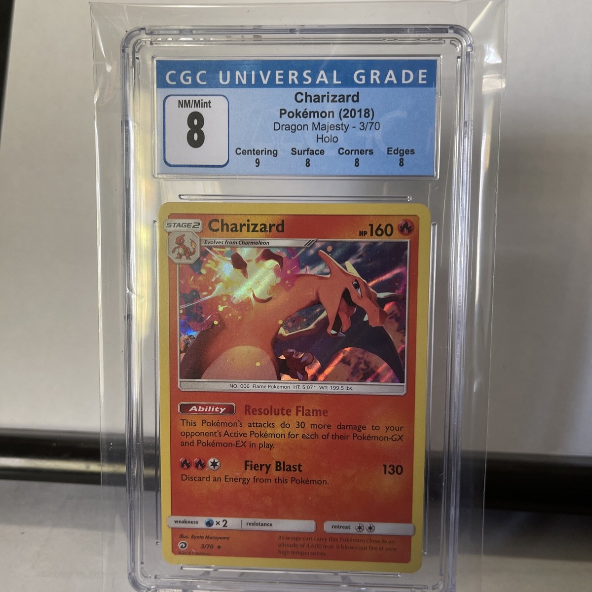 2018 charizard pokemon card Sun & Moon HOLO 3/70 Dragon Majesty Rare 003/070 / Promo Card Type / HP / Stage Nintendo Pokemon Trading Card Game