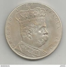 Italia, Colonie, Eritrea, Umberto I Tallero 1891 ag. gr. 27. RICONIO, RESTRIKE.