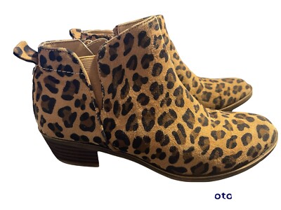 Treasure and Bond Boots Girl Size 1, cheetah Print Ankle Brown