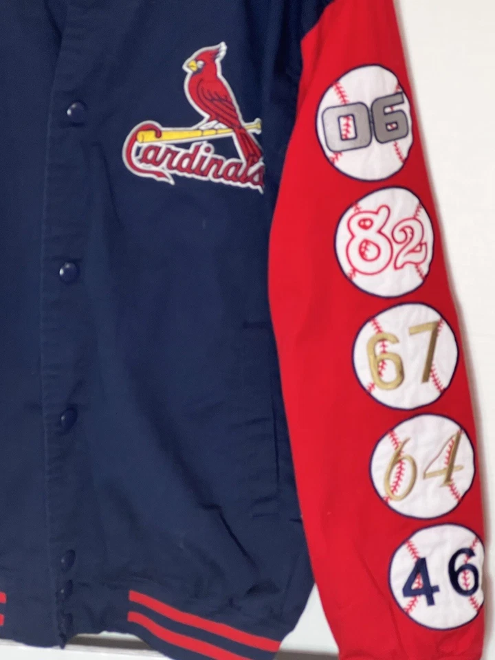 Chaqueta de Campeones de la Serie Mundial de los Cardenales de San Luis Hombres Talla M MLB Abrigo Universitario Foto 4 de 4