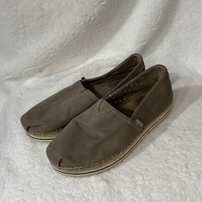 Bobs From Skechers Memory Foam Taupe Flat Slip On Shoes Size 8.5