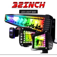 Curved 32 LED Light Bar RGB Chasing Halo Ring...