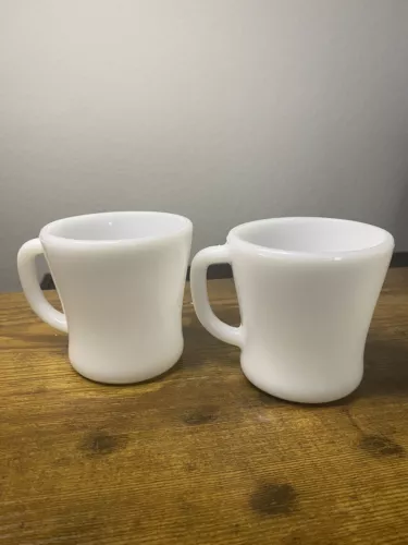 2 Vintage Fire King White Milk Coffee Cups