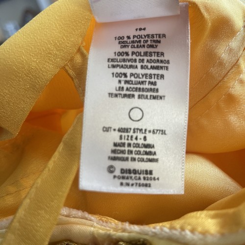Disney Belle Girl’s Size 4-6 Beauty & The Beast Yellow Ball Gown Cosplay Dress - Picture 11 of 11