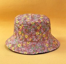 Daisy Print Flag Print Bucket Hat, Black, Unisex, Beach, Sun, Daises, Colorful