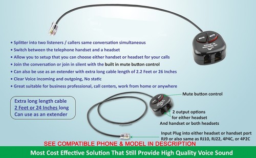 Adaptador de entrenamiento telefónico divisor en Y para auriculares Nortel Meridican Norstar Avaya - Imagen 2 de 5