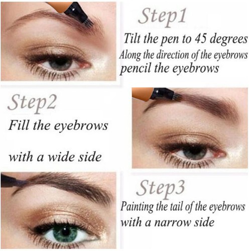 Microblading Eyebrow Pen Waterproof Fork Liquid 4 Tips Long Last Makeup Pencil - Picture 7 of 17