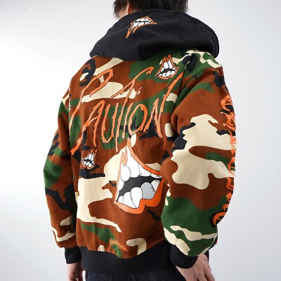 Authentic CHROME HEARTS Matty Boy RN#97729 Caution Zip Up Hoodie