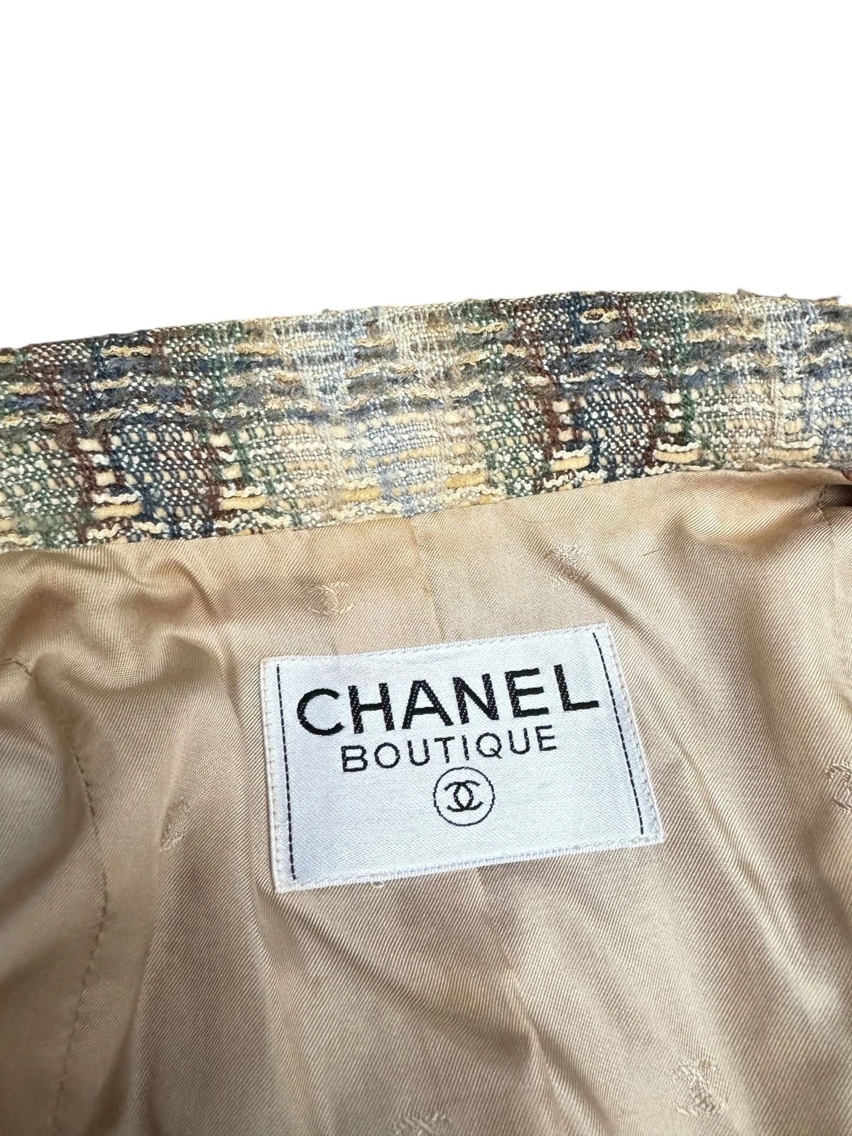 Giacca blazer Chanel by Karl Lagerfeld primavera 1998 beige tweed lana taglia 40 