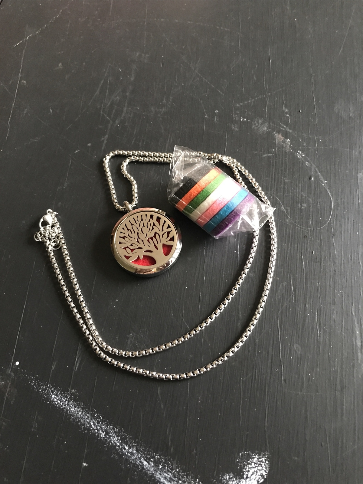 Tree of Life Essential Oil Diffuser Necklace in Silvertone-image