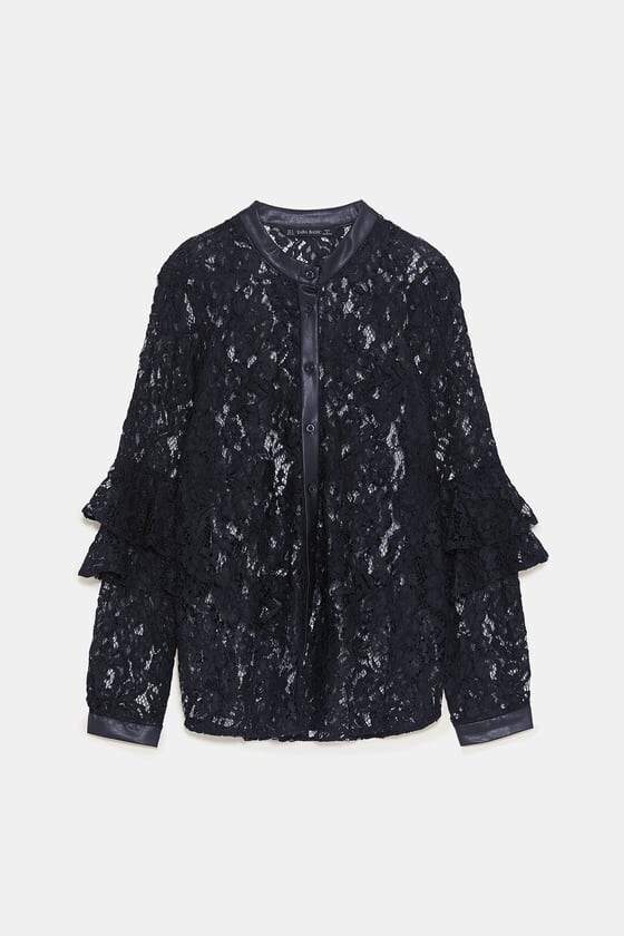 Zara Woman Contrast Faux Leather Lace Shirt Black XS, M Ref 7969/225 NWT |  eBay