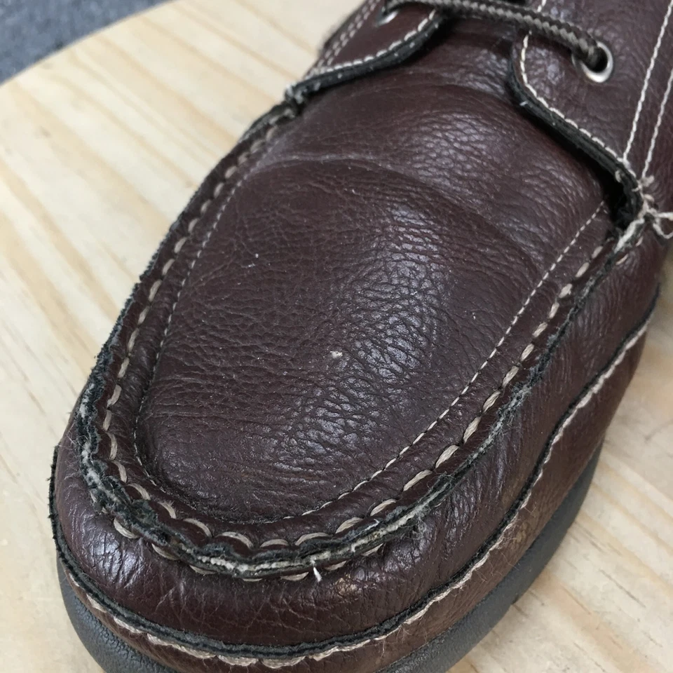 Mourtain Greek Shoes Mens 11 M Boat Brown Faux Leather Slip On Moc Toe Casual - Image 4 of 4