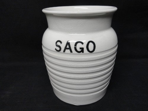 Edwardian White Banded Kitchen Storage Jar ~ Sago ~ c 1920 - Picture 2 of 5