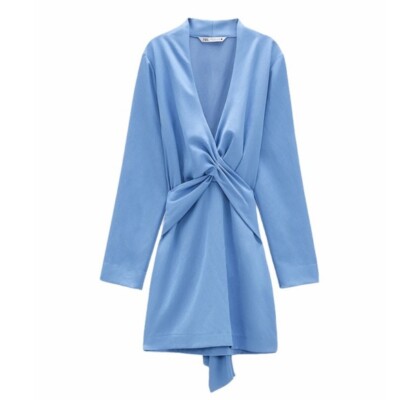 mini dress with knot zara ZARA Satin Knotted Mini Dress