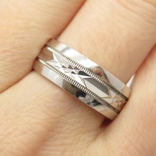 925 Sterling Silver Textured Band Ring Size 8 3/4