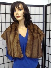 MINT NATURAL SQUIRREL FUR STOLE WRAP CAPE WOMEN WOMAN SIZE 42" X 12"