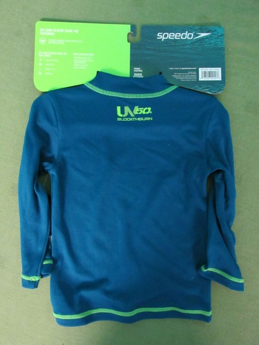 Speedo Boys Kids Long Sleeve Swim Tee Shirt Pool Water UV 50+ Ages 12-18m Teal - Picture 3 of 4