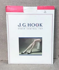 Vintage JG Hook Sheer Control Top Tall Ivory Pantyhose Fairy Core Neutral