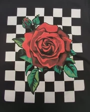 Rose And Check T-shirt Uni Sex Size M Y2k Vibes