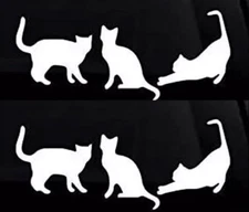 Playful Kitties Two Pack 6" White Vinyl Decals Car Truck Window Laptop Notebook