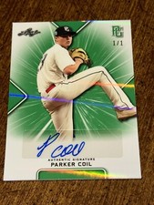 PARKER COIL 2021 LEAF PERFECT GAME GREEN AUTOGRAPH #1/1 ARKANSAS RAZORBACKS