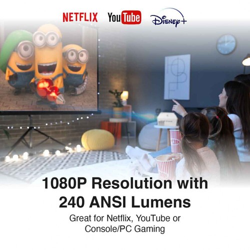 Chargecore Laser 1080P LED Projector w/ DVD Player & WiFi Casting HDMI/USB White - Picture 3 of 8