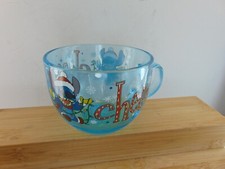 Disney Lilo Stitch HOLIDAY CHEERS BLUE Glass Coffee Mug Large 16 OZ Coffee Cup