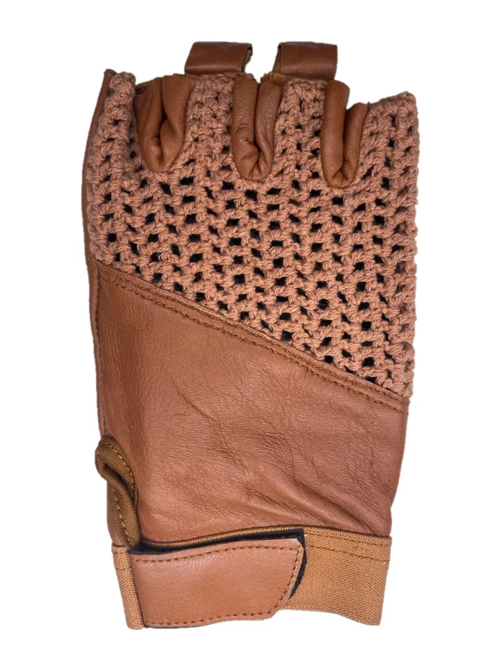 Guantes de cuero de ganchillo para ciclismo/bicicleta - vintage (bronceado) Foto 2 de 2