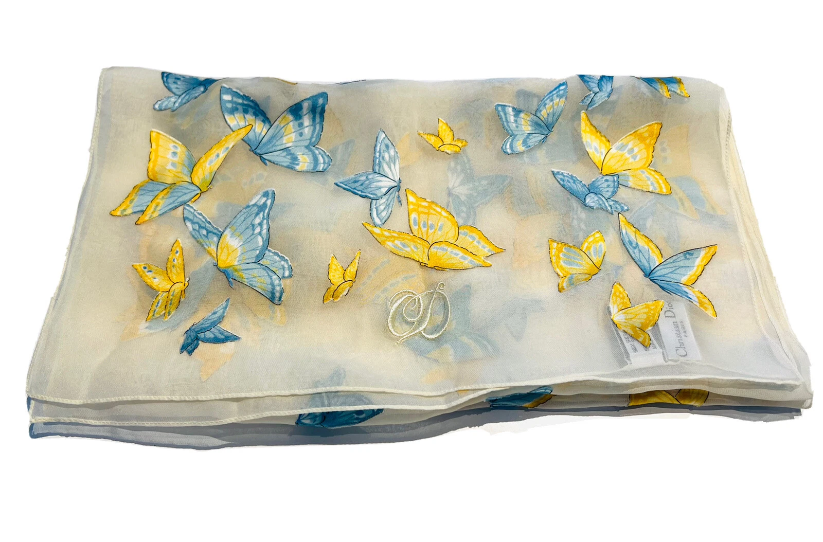 Foulard papillon appliqué appliqué logo brodé Christian Dior Paris John Galliano