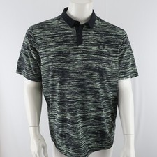 Under Armour The Iso-Chill Polo Shirt Mens Large Green Black Striped