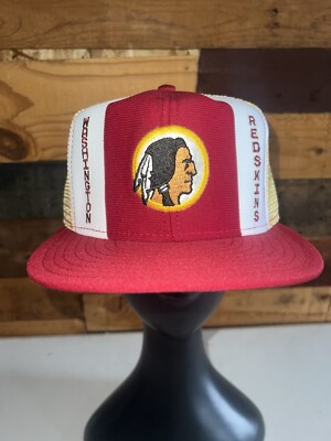 Vintage 80s Washington Redskins NFL Football Red Snapback Hat AJD Lucky Stripes