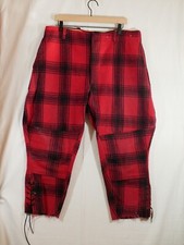 WOOLRICH Vtg 1930s 40s Red Plaid Lace Up Ankle Wool Hunting PANTS Men's 38x25