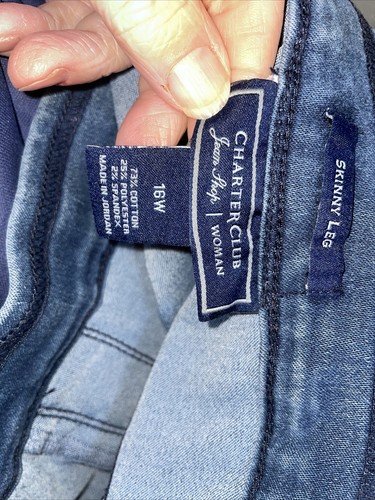 Womens Charter Club Skinny Leg Blue Jeans Size 16 W Free USPS Shipping - 第 6/8 張圖片
