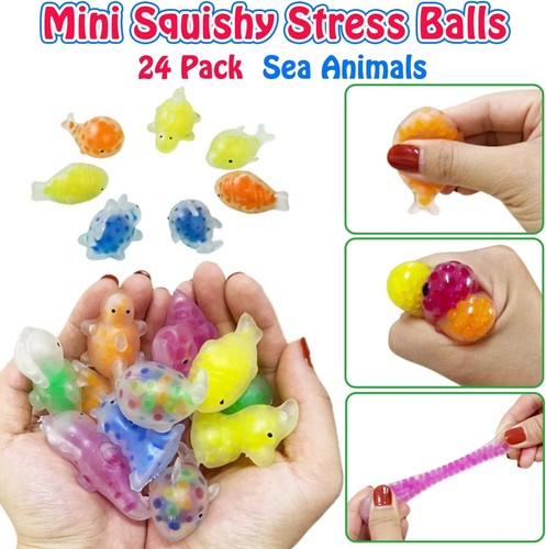 24PCS Animal Stress Balls Rubber 1.7" Relaxation Fidget Toys Party Favor Gift - Picture 5 of 8