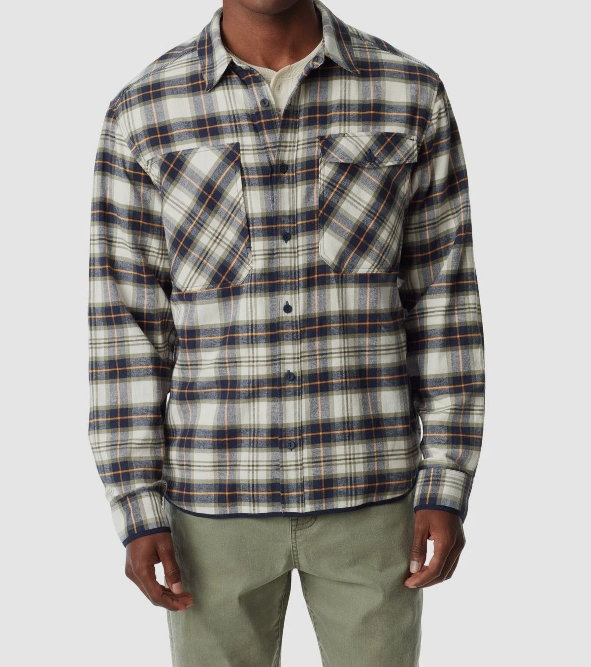 Bass Outdoor Men's Gray Stretch Flannel Button-Front Long Sleeve Shirt Size S