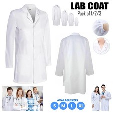 Unisex White Lab Coat Professional Long Sleeve Laboratory Doctors Coat Warehouse