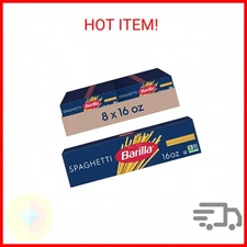 Barilla Spaghetti Pasta, 16 oz. Box (Pack of 8) - Non-GMO, Made with Durum Wheat