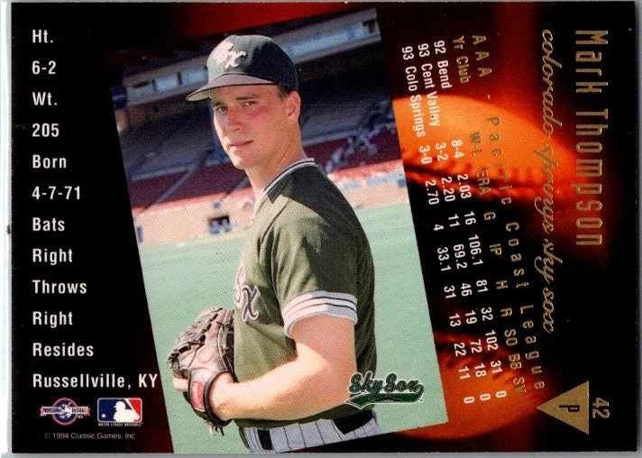 1994 Classic Best Gold Minor League - Mark Thompson #42 *2732 - Image 2 of 2