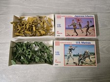 Lot Of 2 Vintage Glencoe WWII Japanese Soldiers US Marines Model Kit 1/32 Figure
