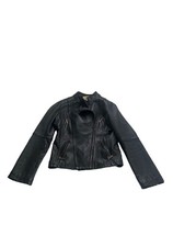 Michael Kors Black Zip Leather Jacket Zipped ...