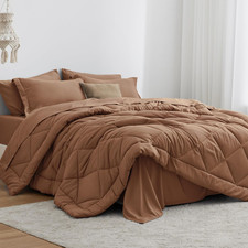 King Size Comforter Set Mocha Mousse, 7 Pieces King Bed in a Bag, All Season Bed