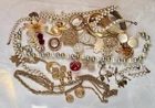 Gold Tone Vintage 1960’s-90’s Jewelry Lot Some Signed Pins Earrings Rhinestones