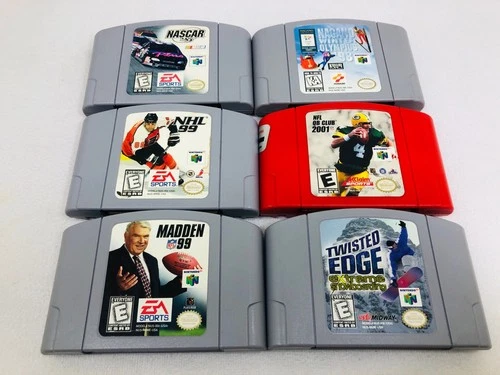 Nintendo 64 N64 Game Lot Of 6 Twisted Edge, NASCAR, Madden 99 Tested *Label Wear