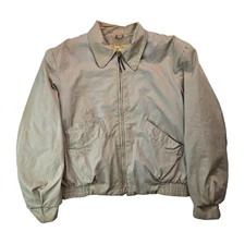 Hercules Sears Outerwear Vintage 50s Reeves Byrd Cloth Beige Zip Jacket 42 Large