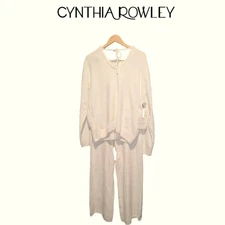NWT Cynthia Rowley Sweater Lounge  XL Cream Hoodie Soft Cozy Wide Leg Set XL