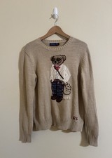 Polo Ralph Lauren Bear Sweater Pullover Knit Beige Large