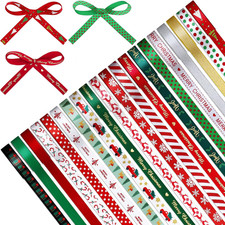 Christmas Grosgrain Ribbon 20 Rolls 40 Yard 3/8 Inch Gift Wrap Bows Crafts